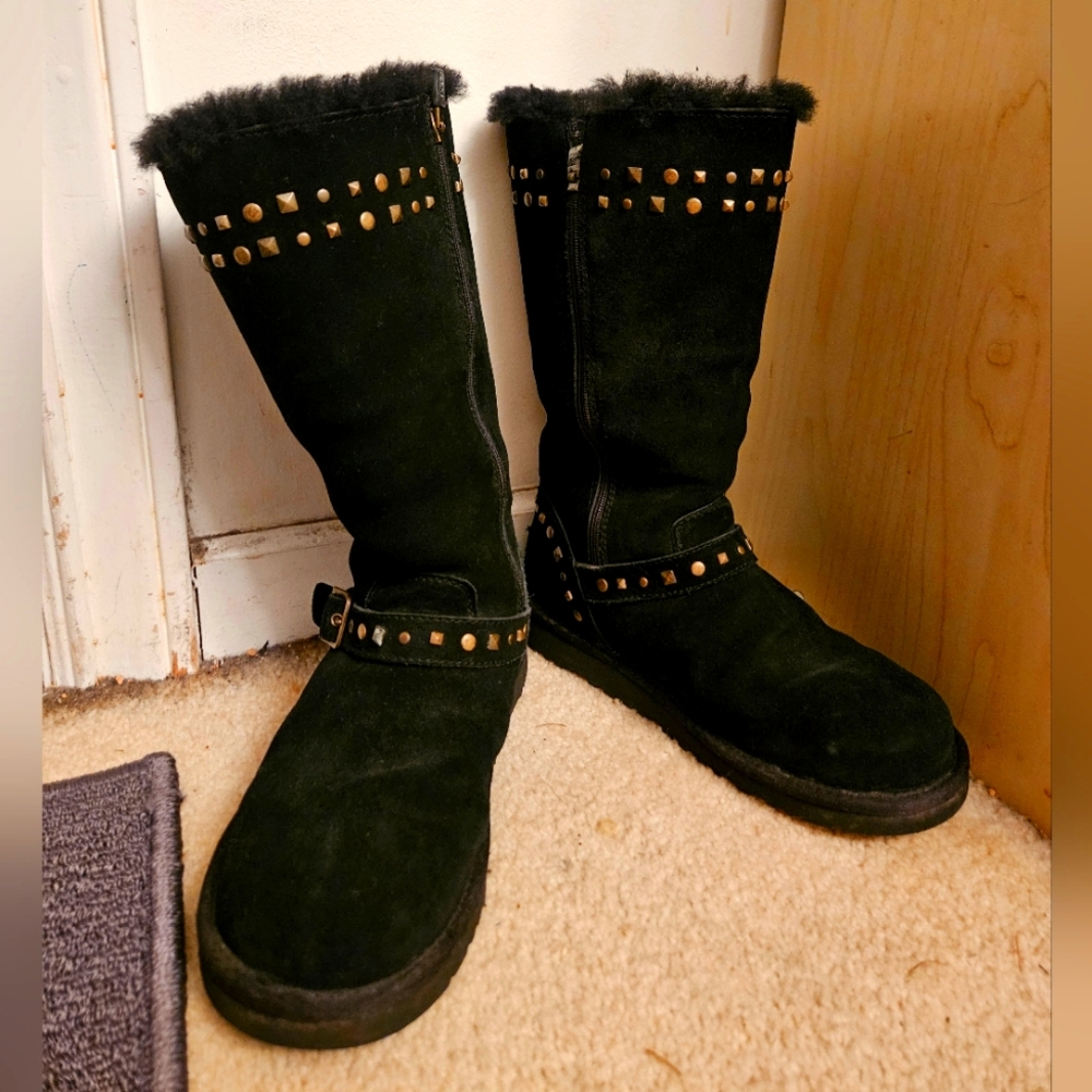 Black Suede Studded Women's Uggs 5